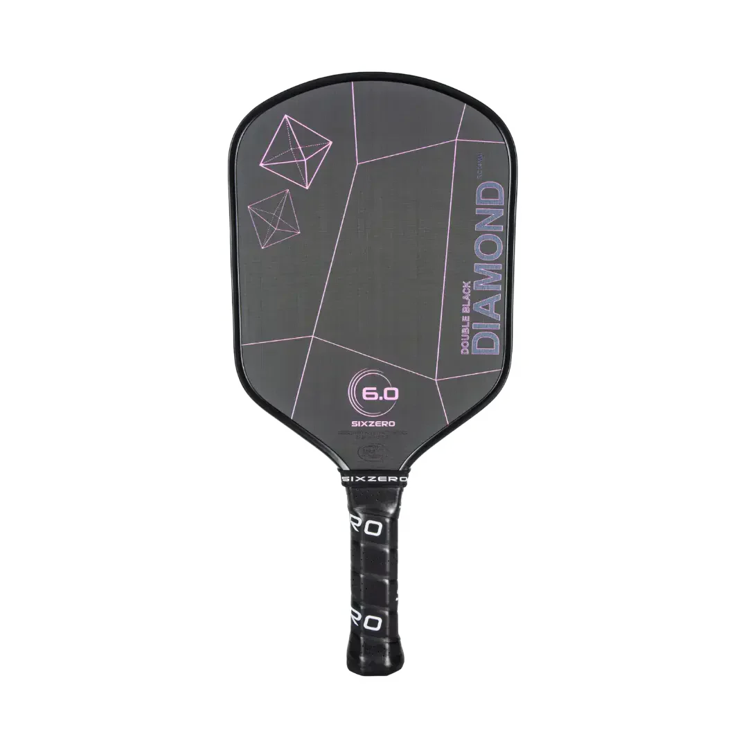 Six Zero Double Black Diamond Control 14mm Pickleball paddle - Cherry Blossom (black edgeguard)