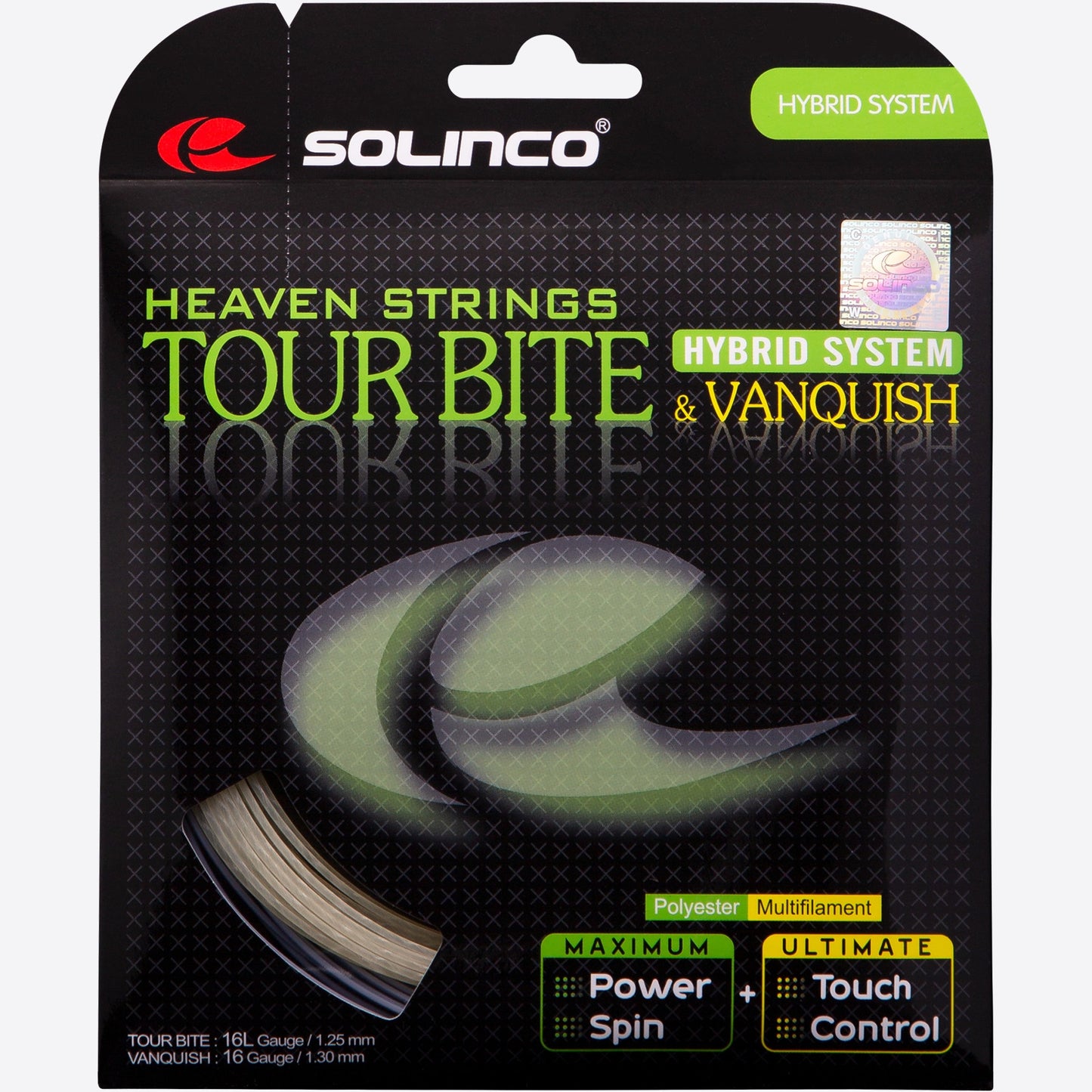 Solinco Tour Bite + Vanquish Hybrid Tennis String - VuTennis.com