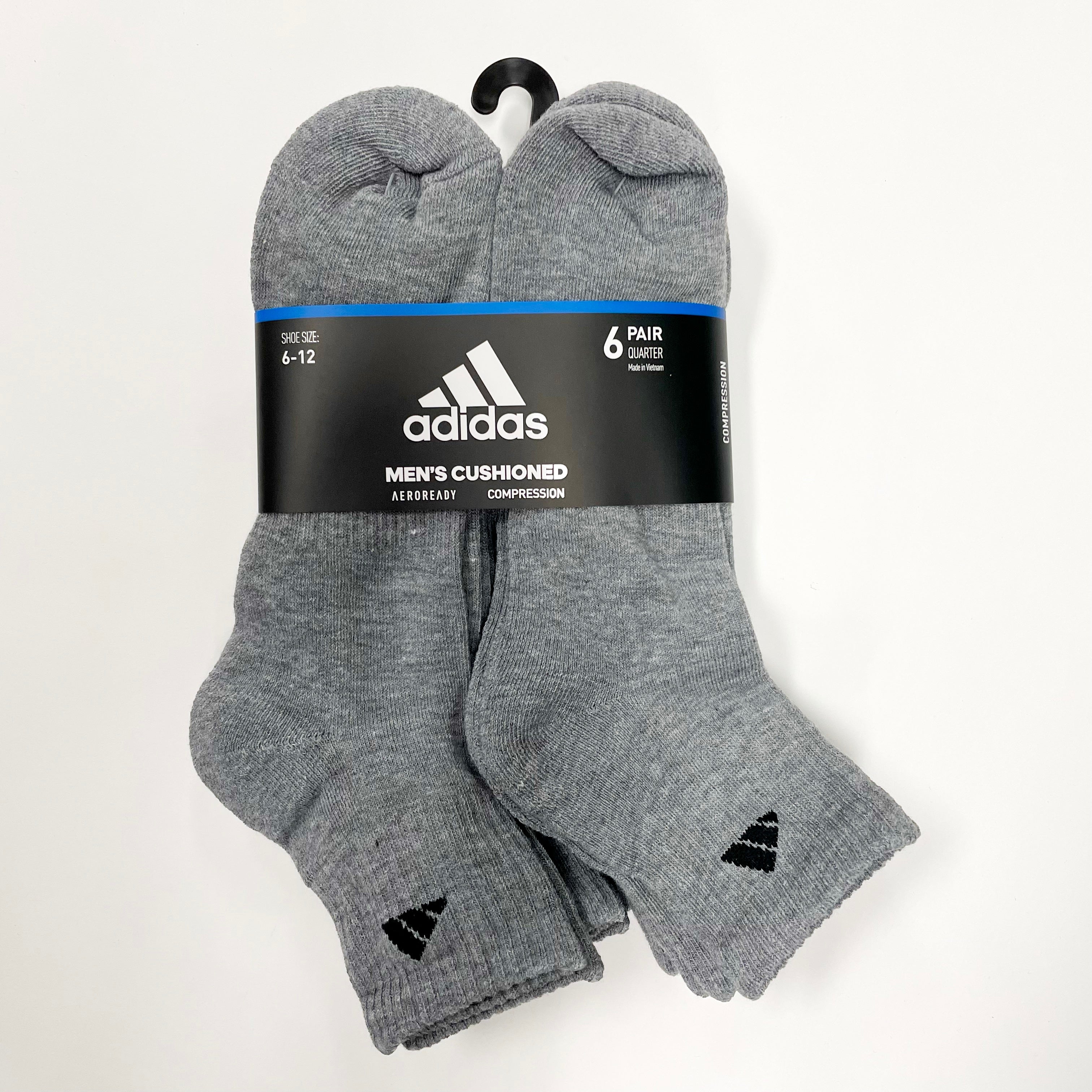 Adidas men's 2024 cushioned quarter socks