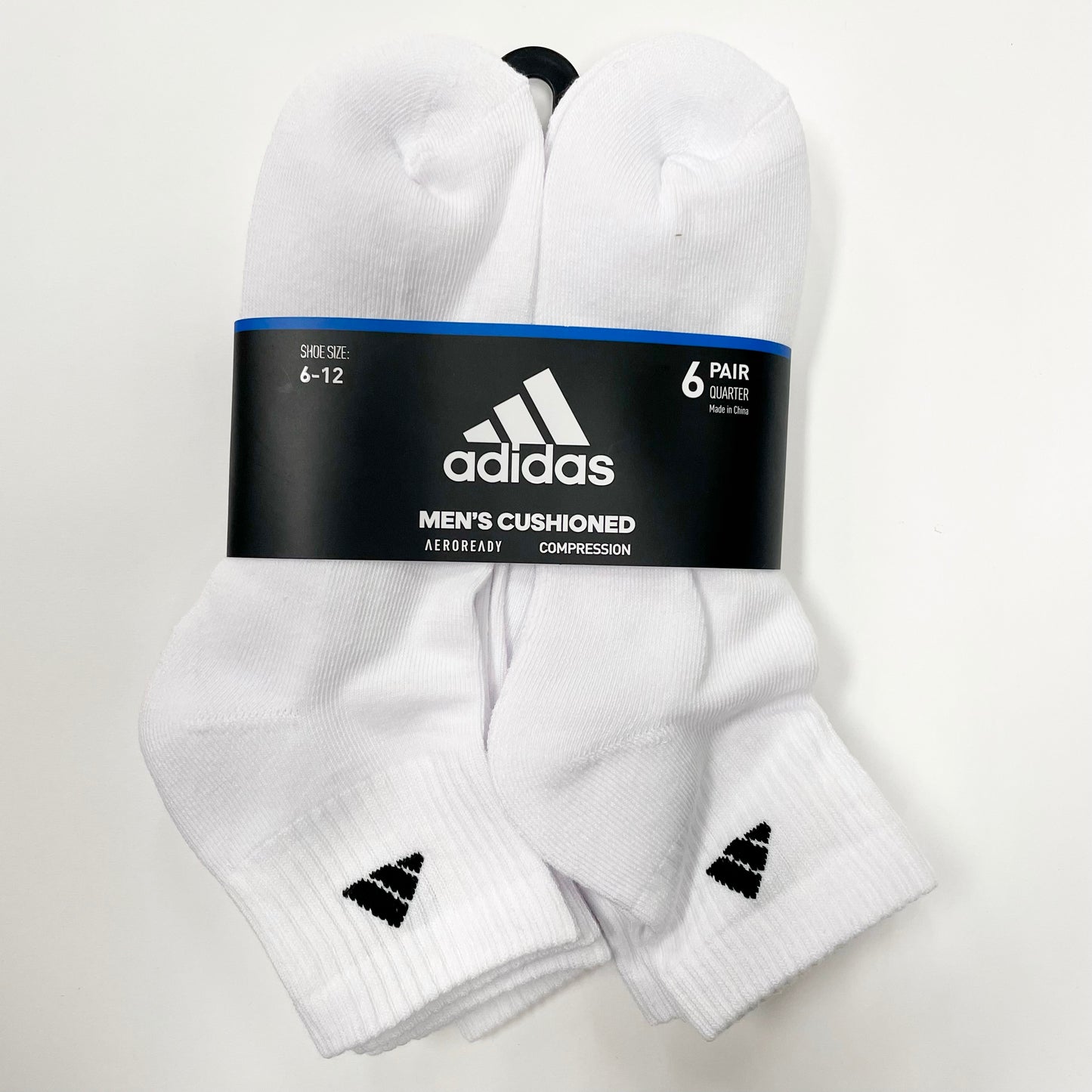 Adidas Men's Cushioned quarter-cut 6 pairs socks