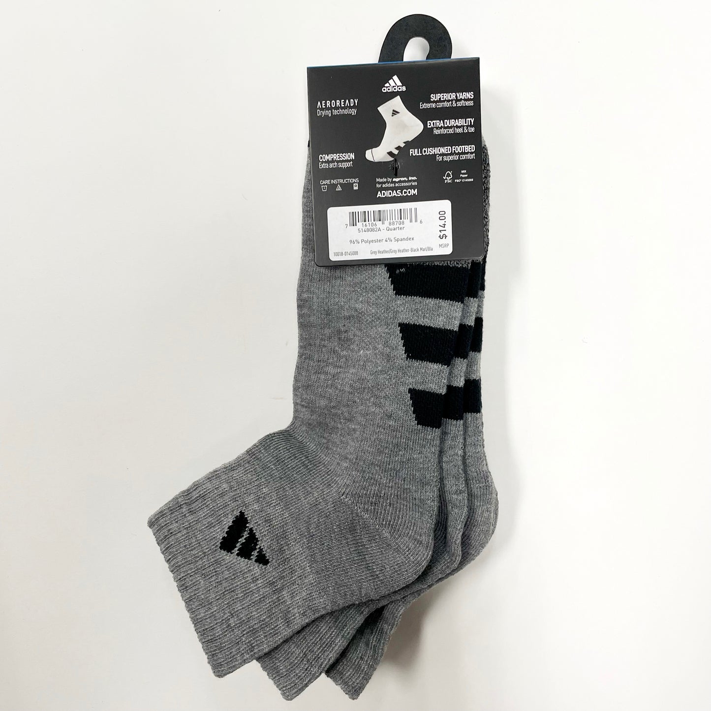 Adidas Men's Cushion quarter-cut 3 pairs socks