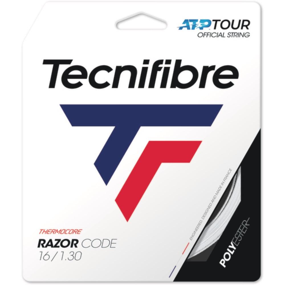 Tecnifibre Razor Code 16 17 18 Blue Carbon White tennis string - VuTennis