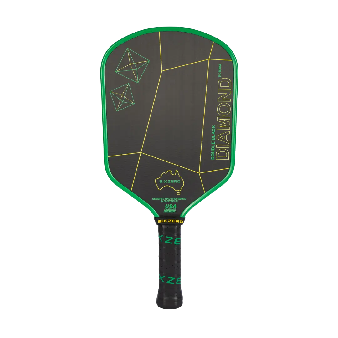 Six Zero Double Black Diamond Control 16mm Pickleball paddle - Green/Gold