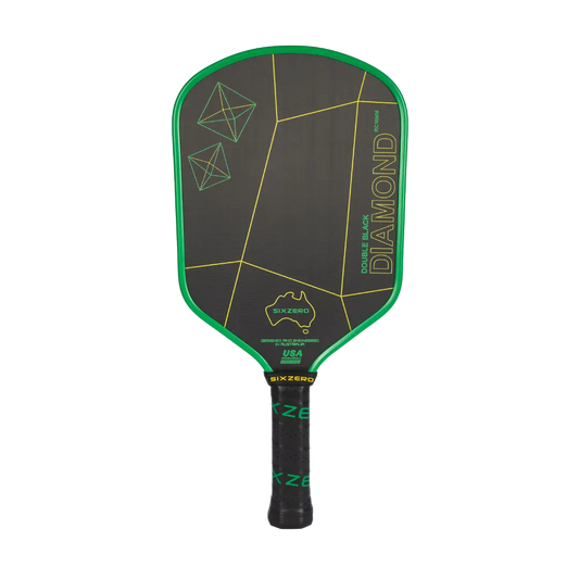 Six Zero Double Black Diamond Control 16mm Pickleball paddle - Green/Gold