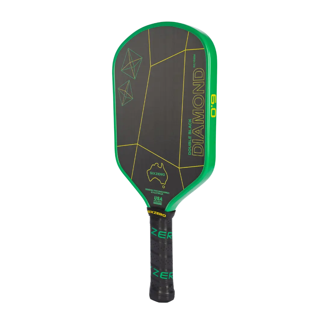 Six Zero Double Black Diamond Control 16mm Pickleball paddle - Green/Gold