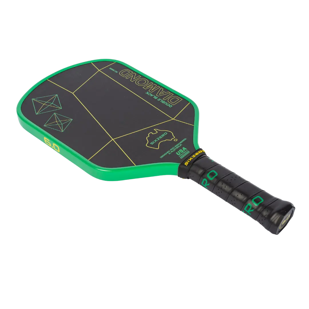 Six Zero Double Black Diamond Control 16mm Pickleball paddle - Green/Gold