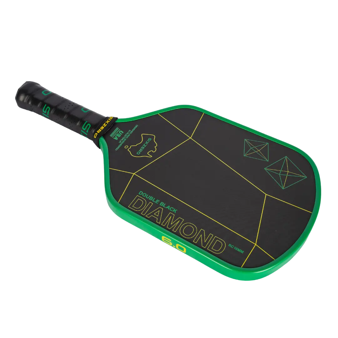 Six Zero Double Black Diamond Control 16mm Pickleball paddle - Green/Gold