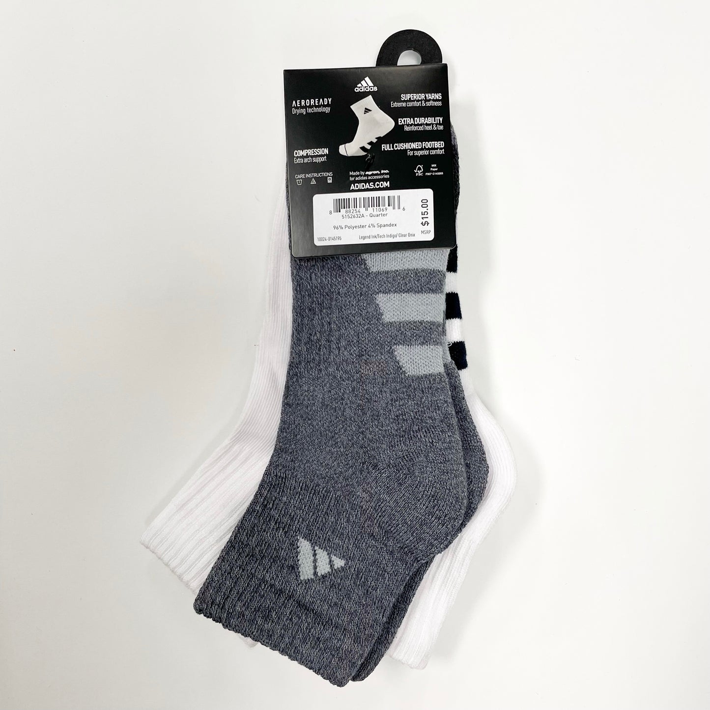 Adidas Men's Cushion quarter-cut 3 pairs socks