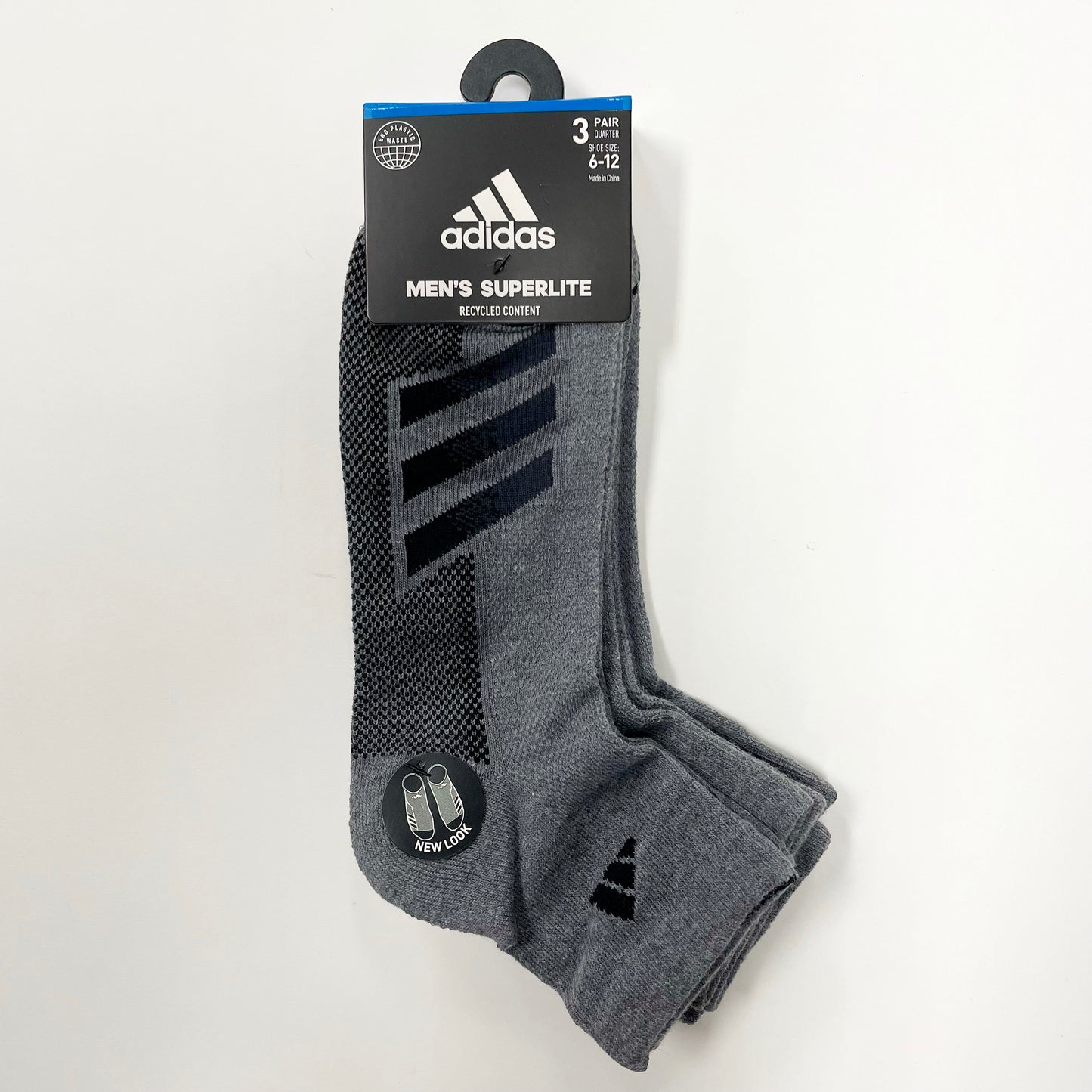 Adidas Men's Superlite quarter-cut 3 pairs socks