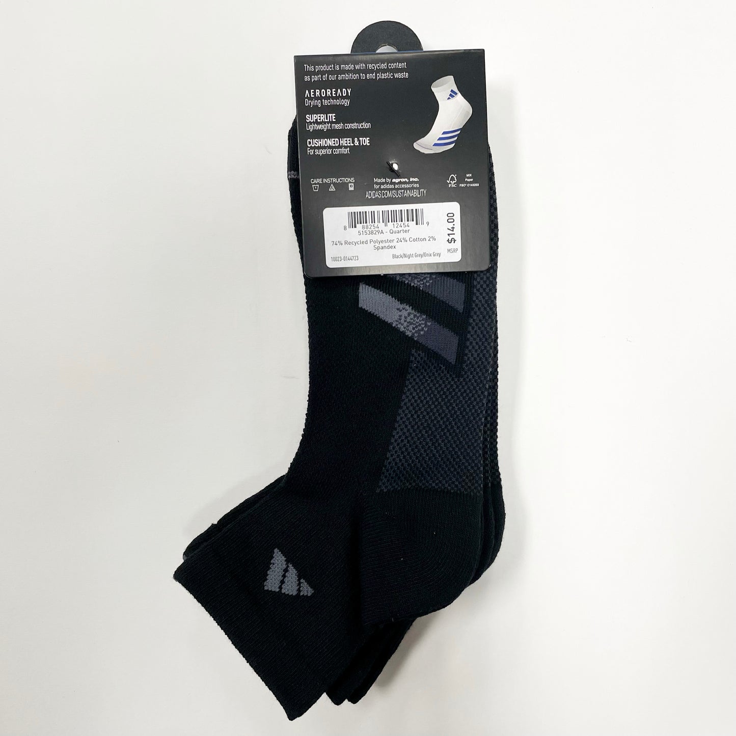 Adidas Men's Superlite quarter-cut 3 pairs socks