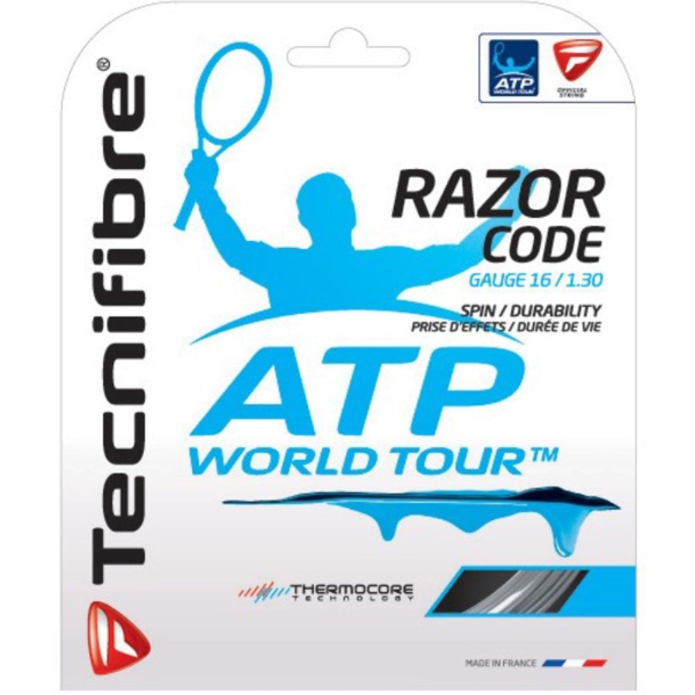 Tecnifibre Razor Code 16 17 18 Blue Carbon White tennis string - VuTennis