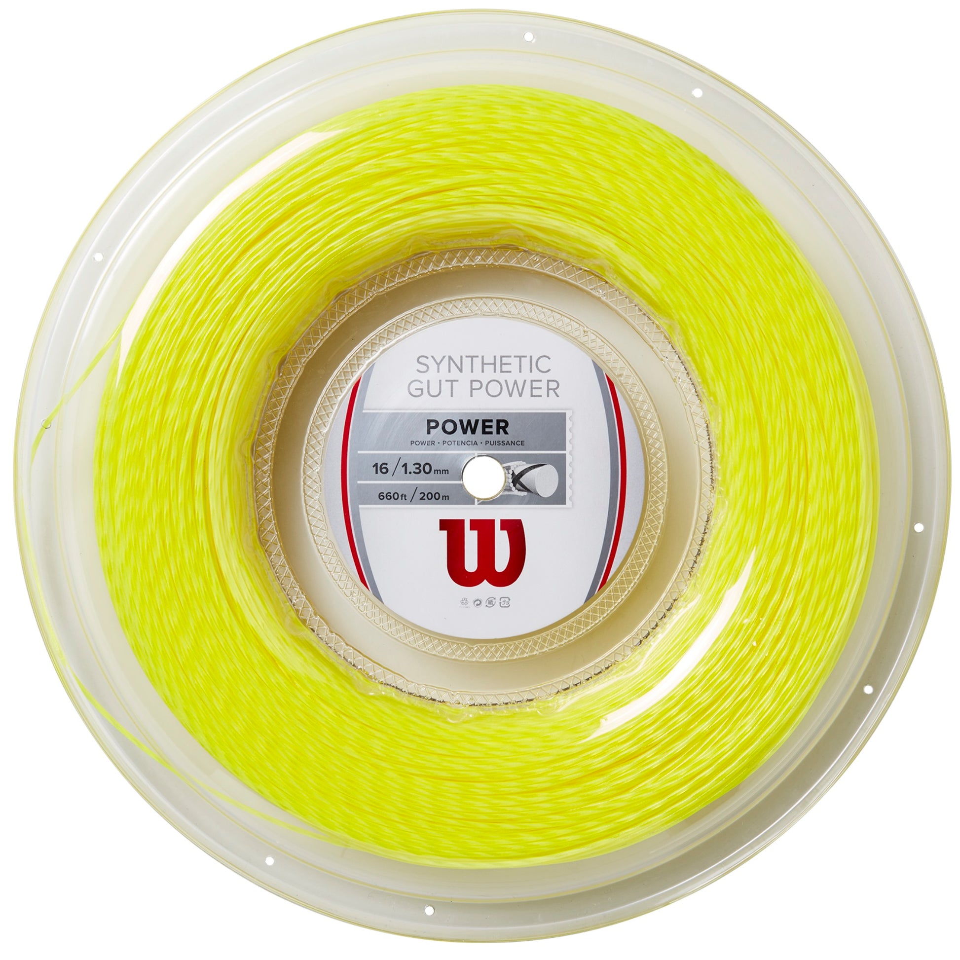 Wilson Synthetic Gut Power 17 Tennis String – 200m Reel, White